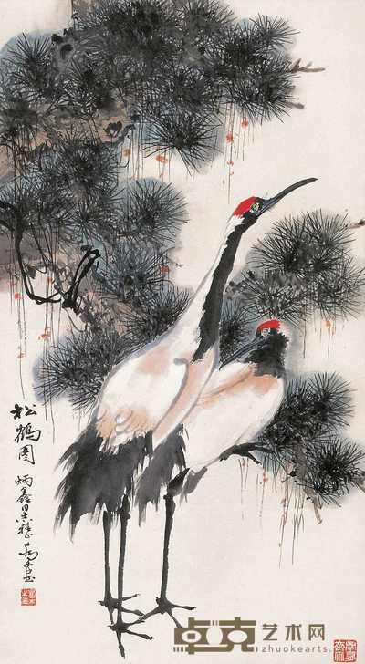 乔木 松鹤延年 立轴 87×47cm